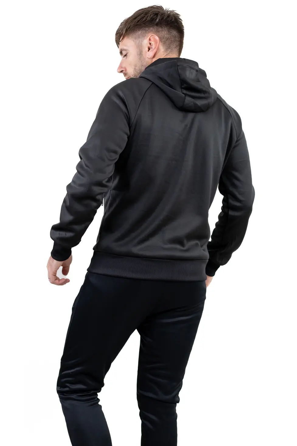 Trening bărbați slim fit din poliester negru [11]