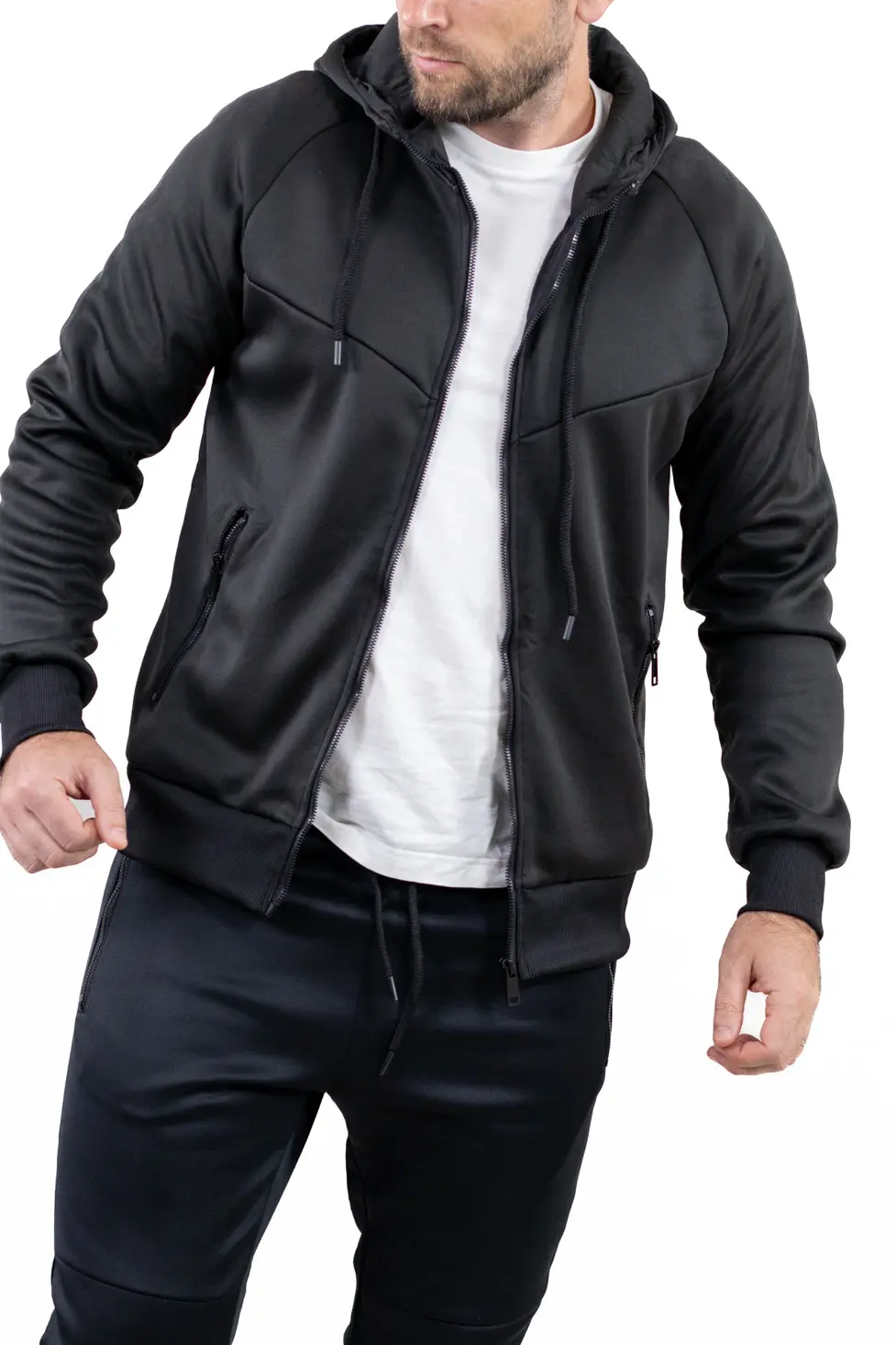 Trening bărbați slim fit din poliester negru [8]