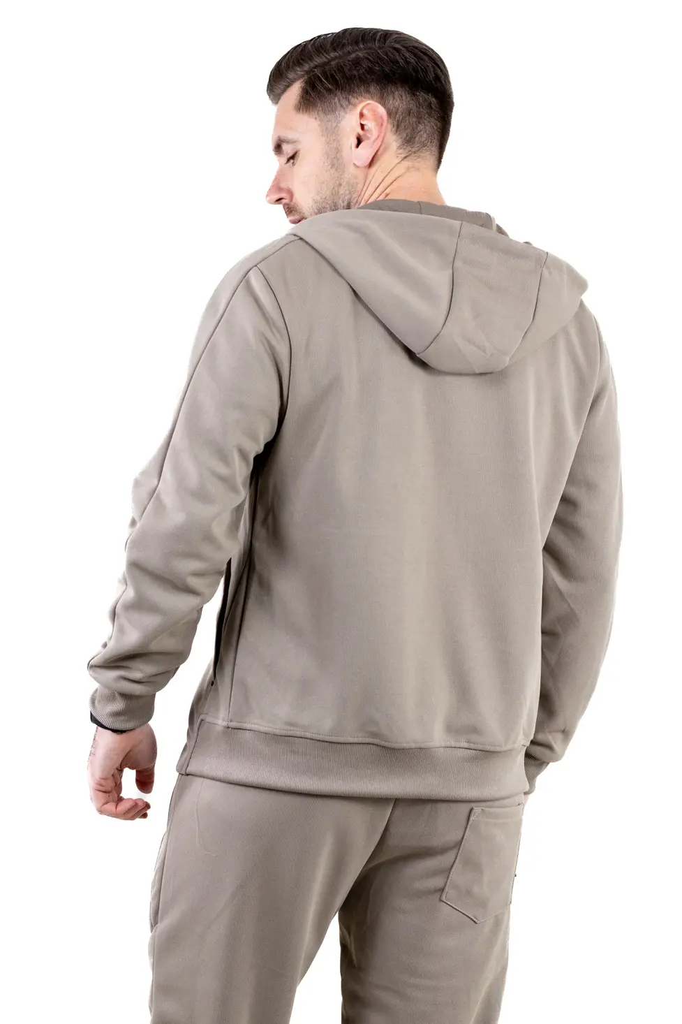 Trening barbati cu hanorac si pantaloni, material elastic, bej [7]