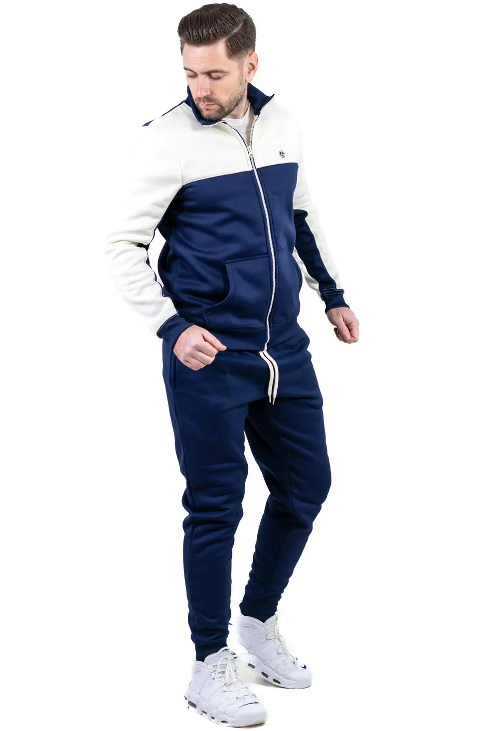 Trening gros vătuit bleumarin - crem [2]