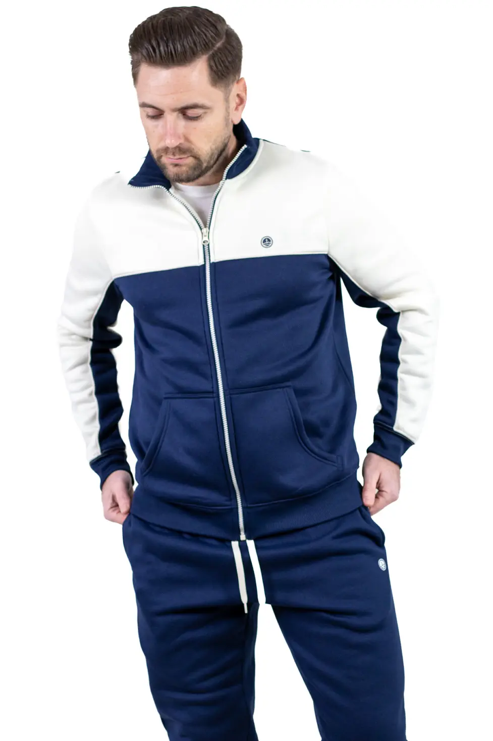 Trening gros vătuit bleumarin - crem [12]