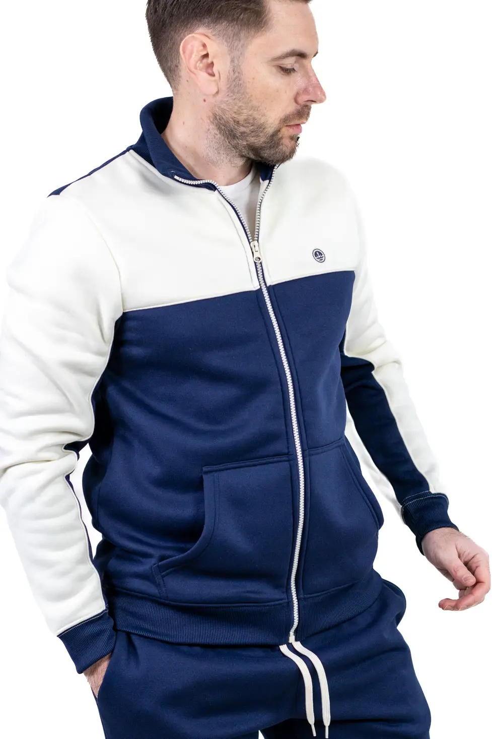 Trening gros vătuit bleumarin - crem [9]