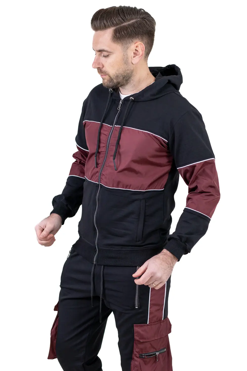 Trening urban cu multiple buzunare negru cu bordo [5]