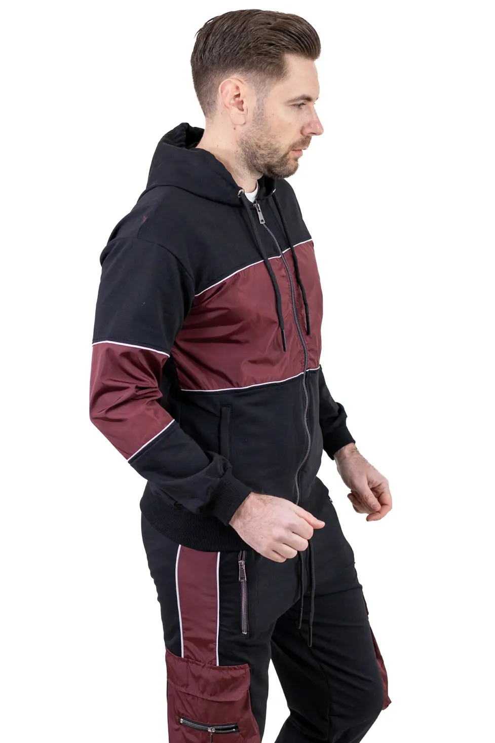 Trening urban cu multiple buzunare negru cu bordo [6]