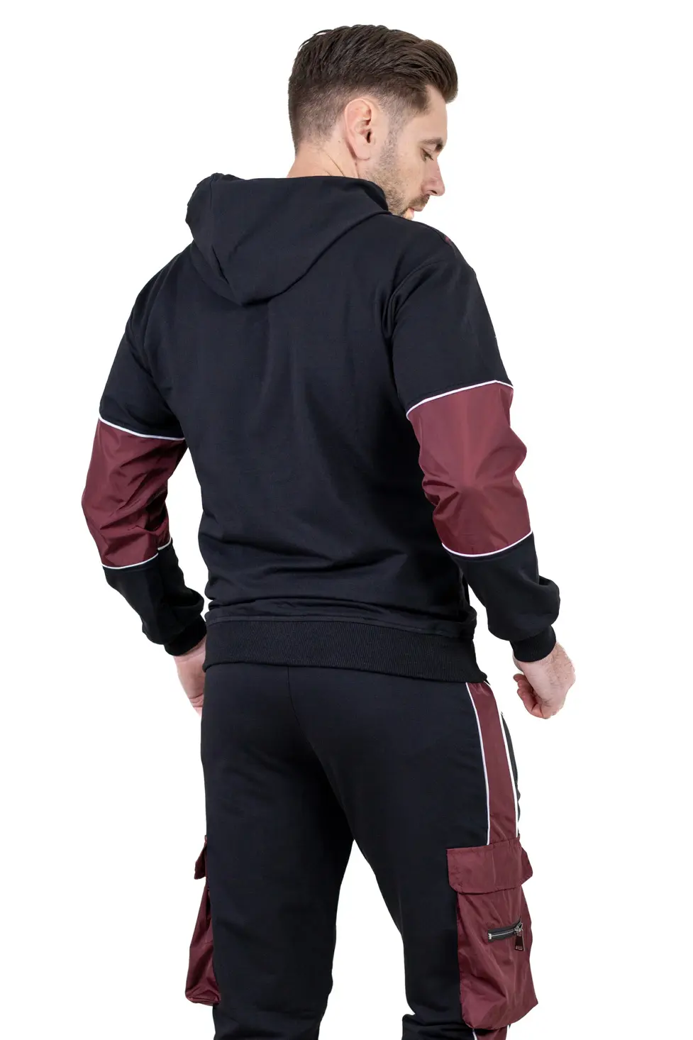 Trening urban cu multiple buzunare negru cu bordo [8]