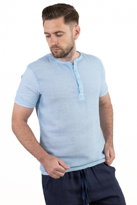Tricou Bărbați Albastru In și Bumbac [8]