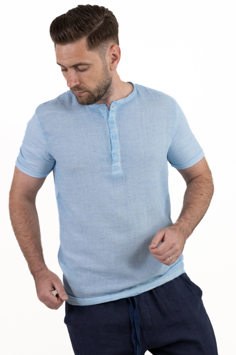 Tricou Bărbați Albastru In și Bumbac [5]