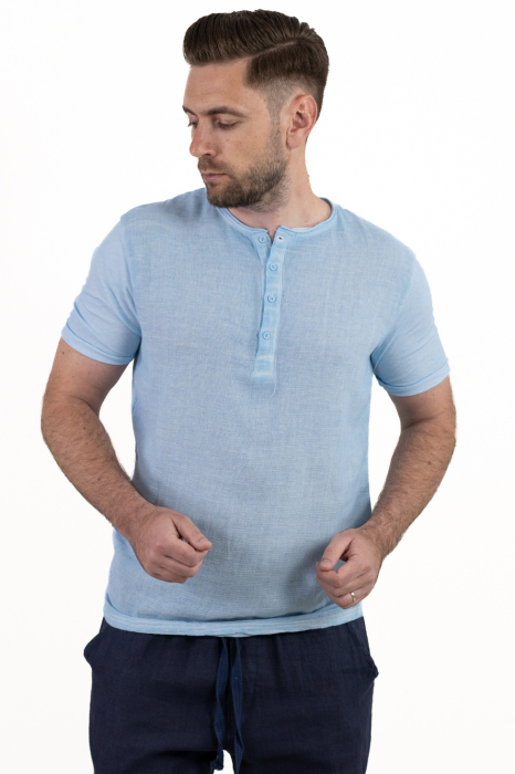 Tricou Bărbați Albastru In și Bumbac [7]