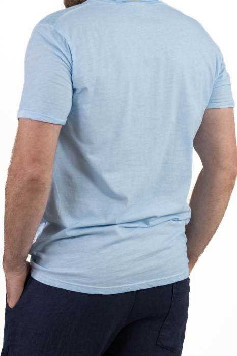 Tricou Bărbați Albastru In și Bumbac [9]