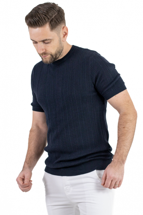 Tricou bleumarin din tricot cu torsade [5]