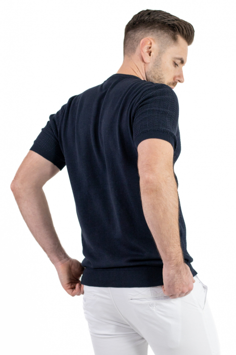 Tricou bleumarin din tricot cu torsade [2]