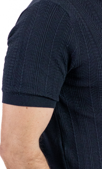 Tricou bleumarin din tricot cu torsade [3]