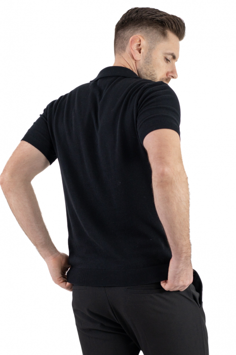 Tricou negru elegant cu guler normal si fermoar [5]