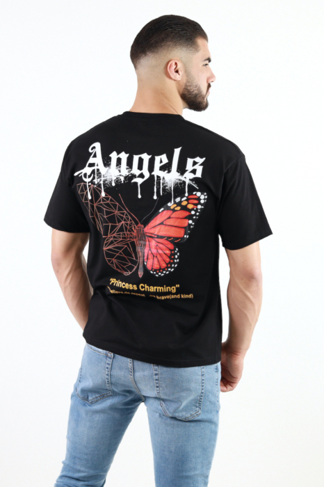 Tricou negru oversize Angels [3]