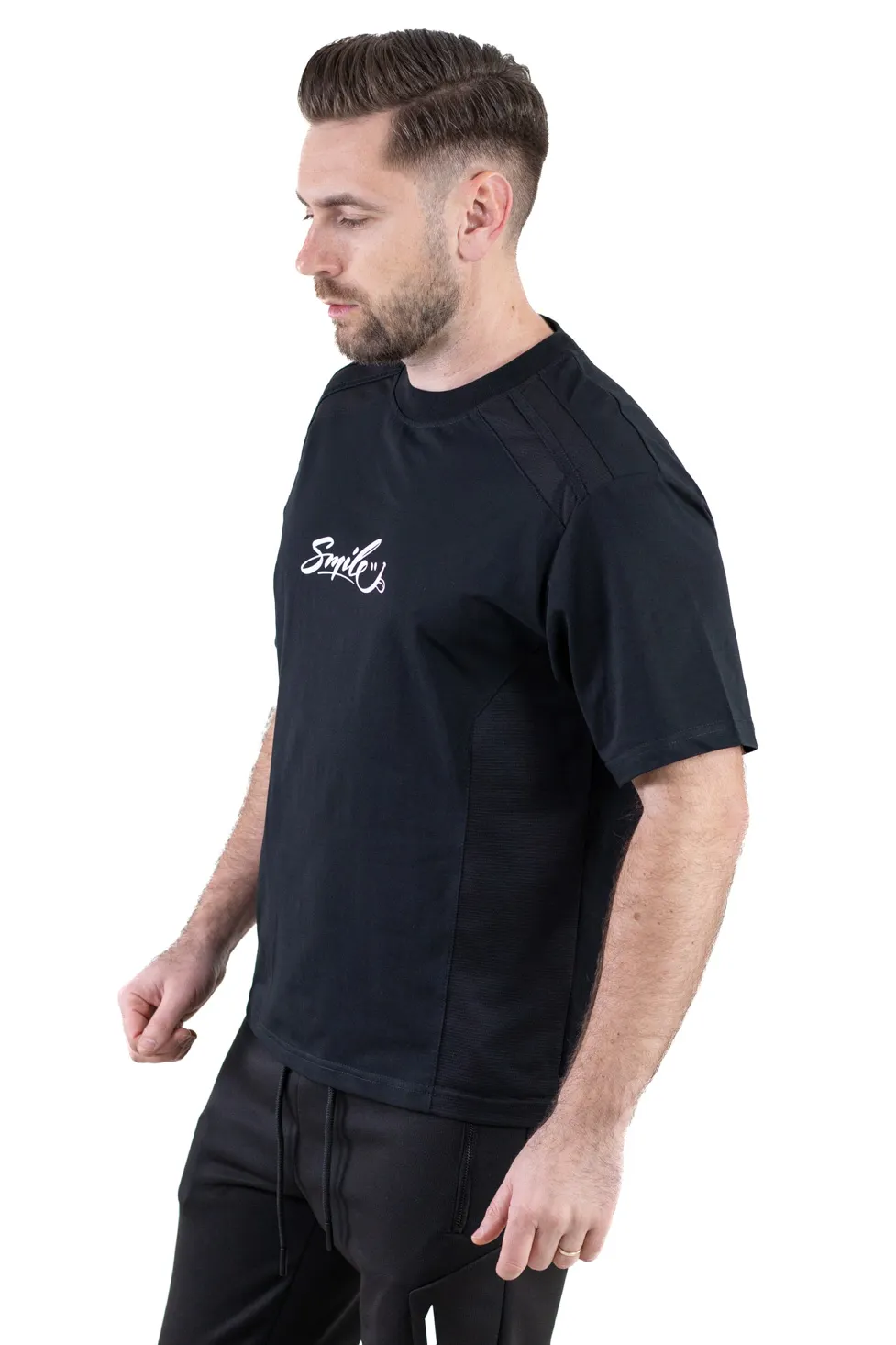 Tricou negru oversize Smile [2]