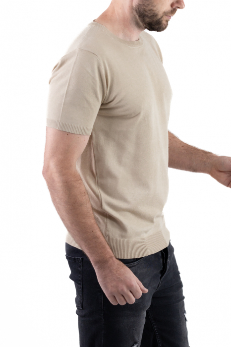 Tricou bej simplu barbati din tricot [4]