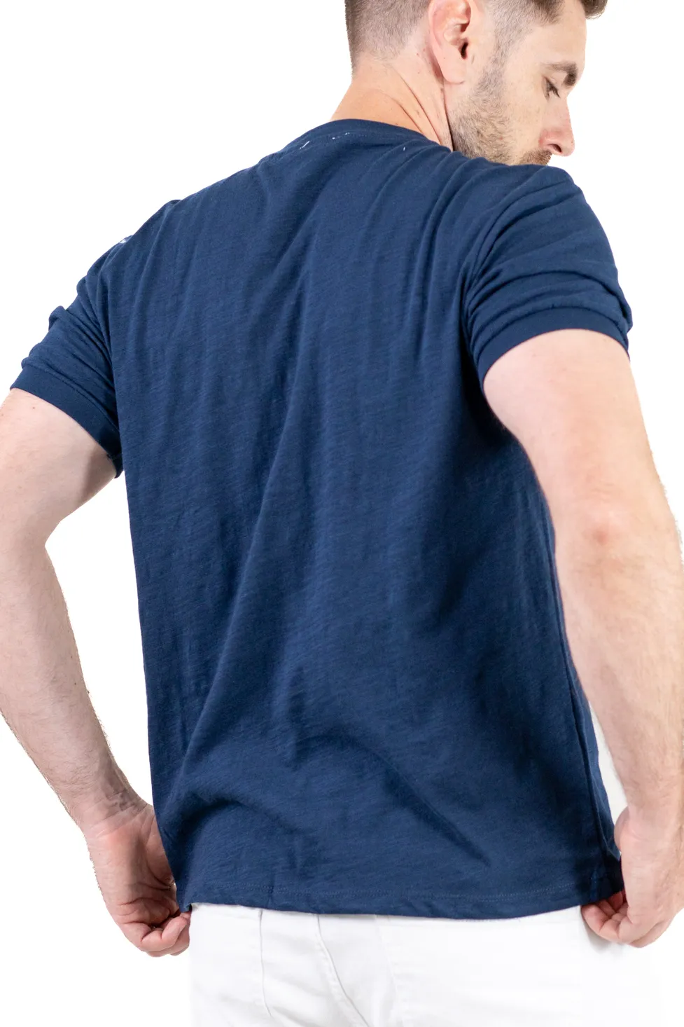 Tricou bărbați bleumarin 100% bumbac cu buzunar ascuns [10]