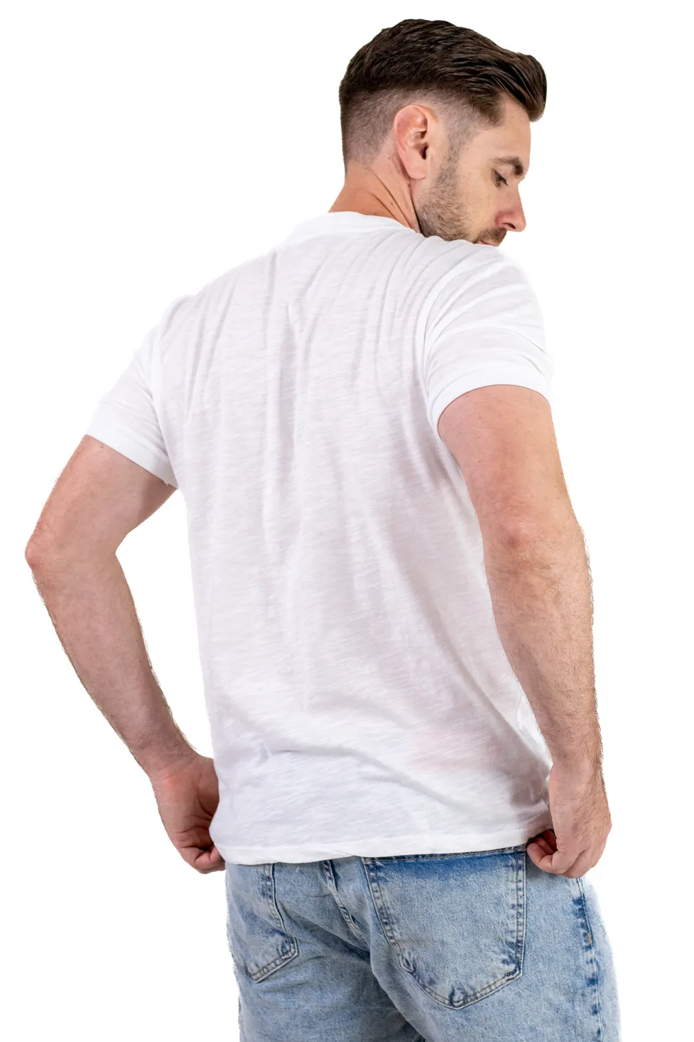 Tricou bărbați alb 100% bumbac cu buzunar ascuns [6]