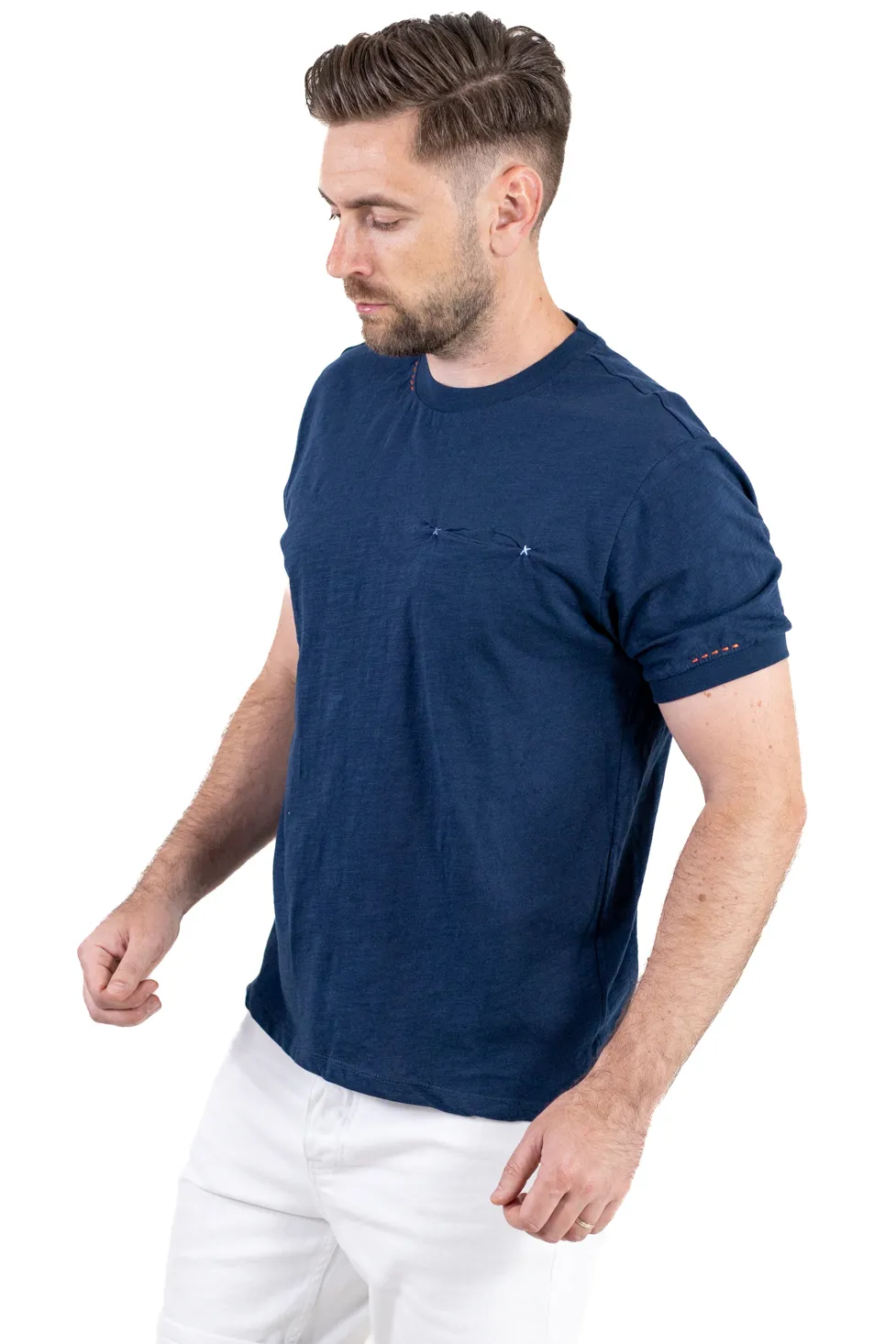 Tricou bărbați bleumarin 100% bumbac cu buzunar ascuns [2]