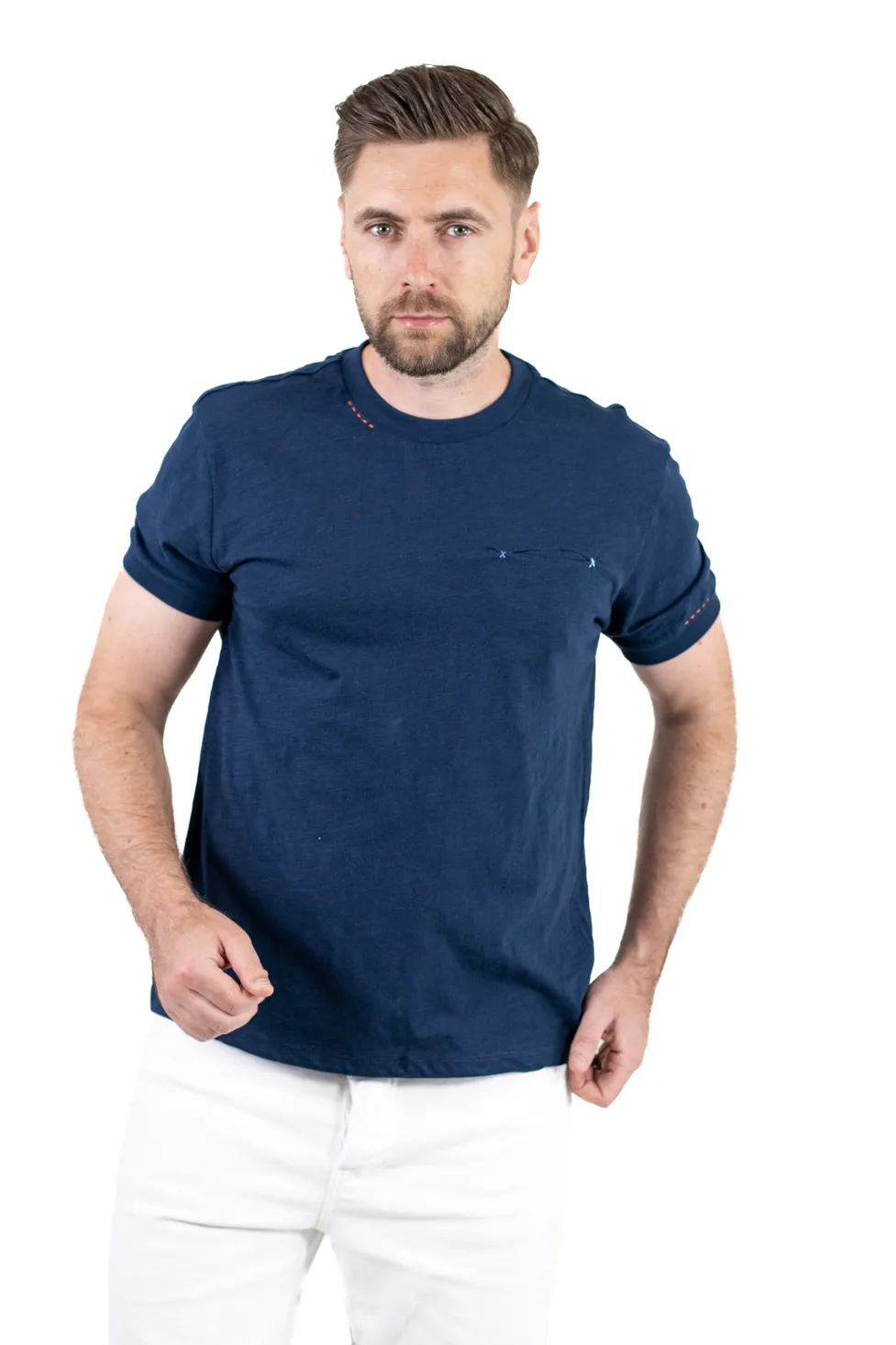 Tricou bărbați bleumarin 100% bumbac cu buzunar ascuns [11]