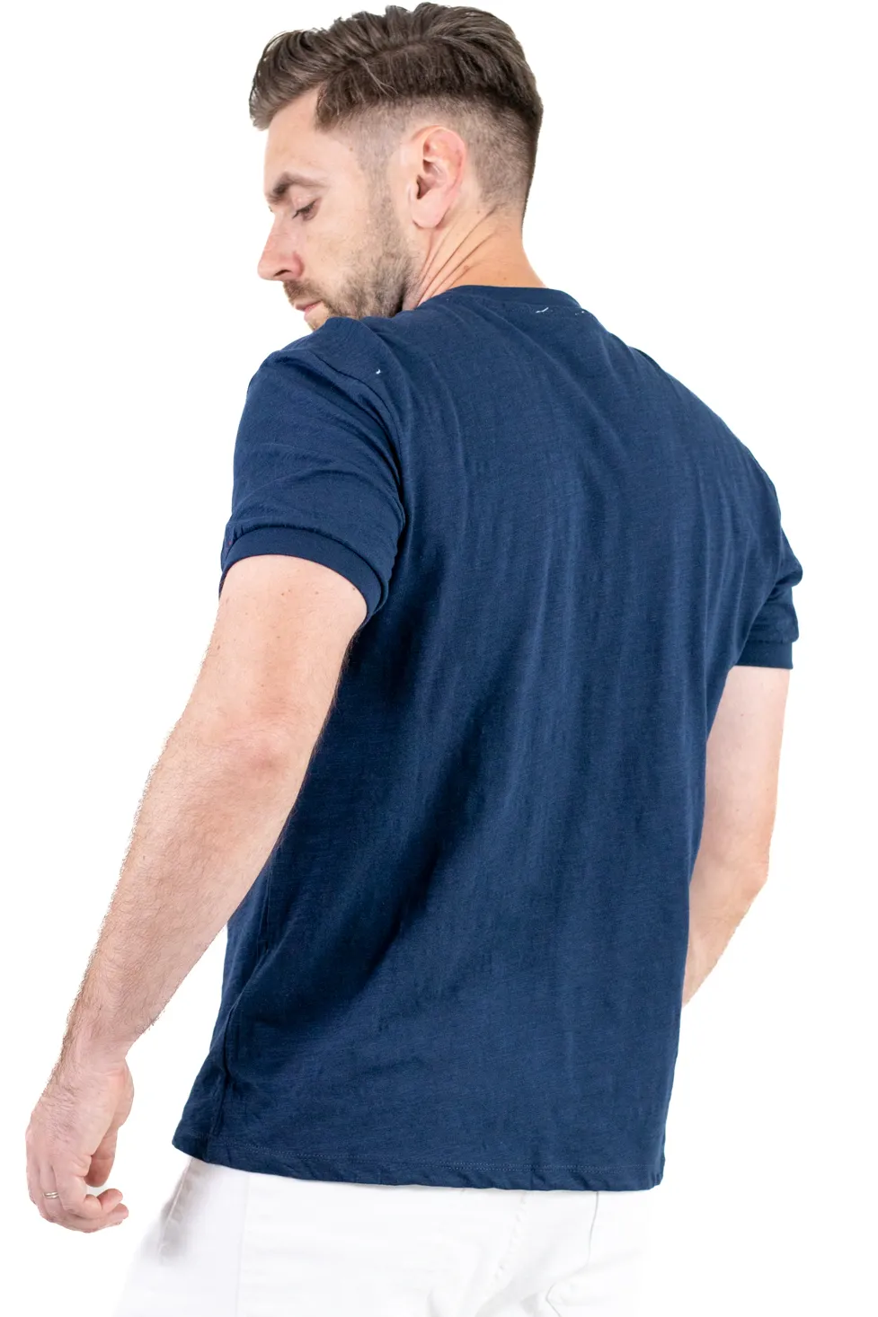 Tricou bărbați bleumarin 100% bumbac cu buzunar ascuns [7]