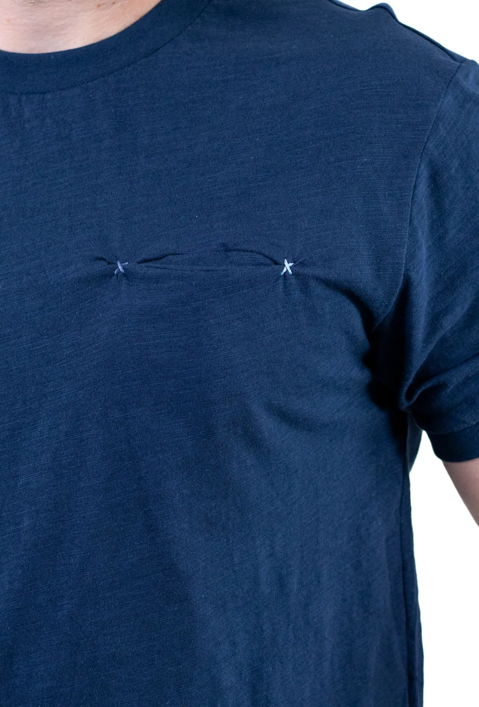 Tricou bărbați bleumarin 100% bumbac cu buzunar ascuns [3]
