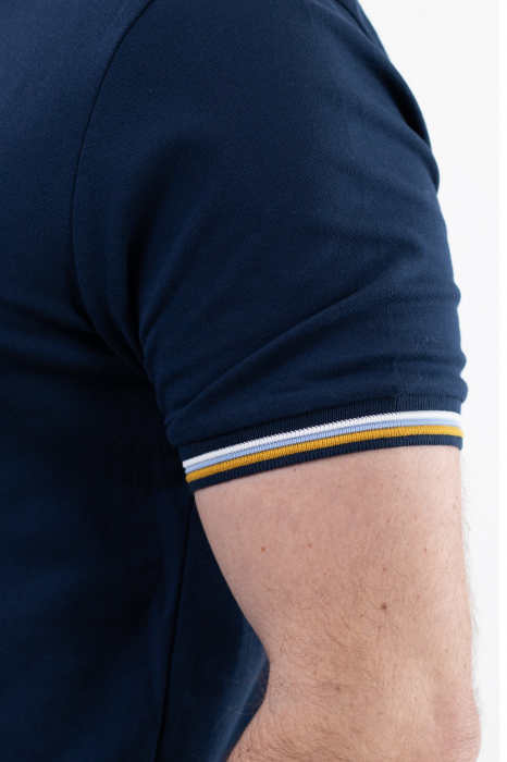 Tricou barbati bleumarin cu detalii la guler si maneci [10]