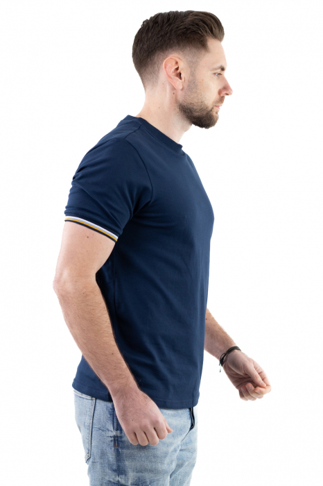 Tricou barbati bleumarin cu detalii la maneci [3]