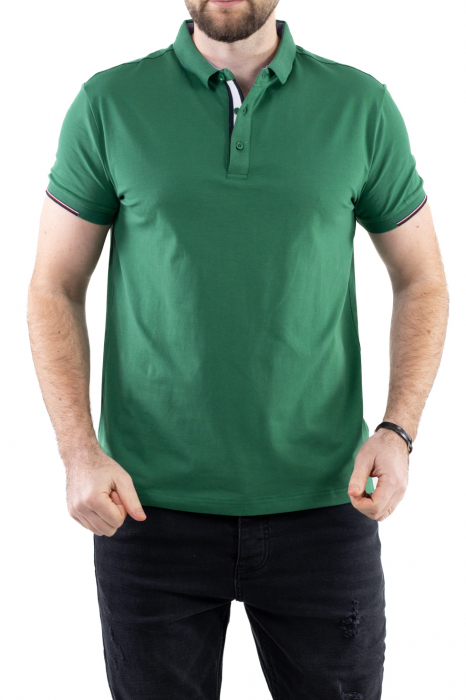 Tricou barbati verde cu guler scurt [4]