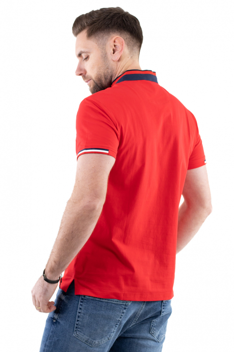 Tricou barbati rosu cu guler tunica [3]