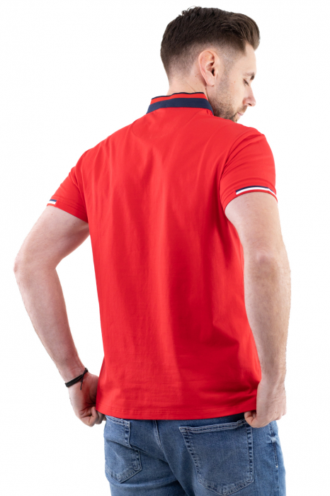 Tricou barbati rosu cu guler tunica [5]