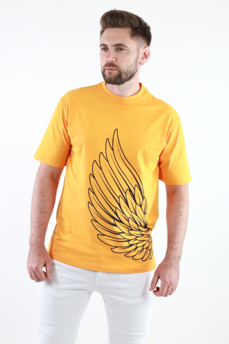 Tricou barbati orange cu imprimeu [5]