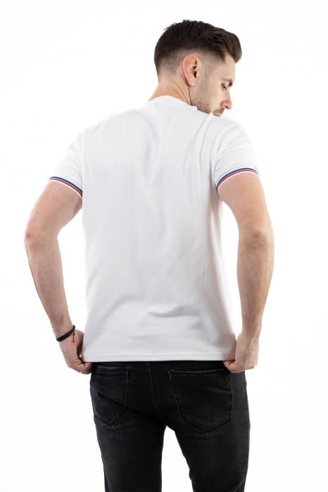 Tricou barbati alb cu detalii la maneci [2]