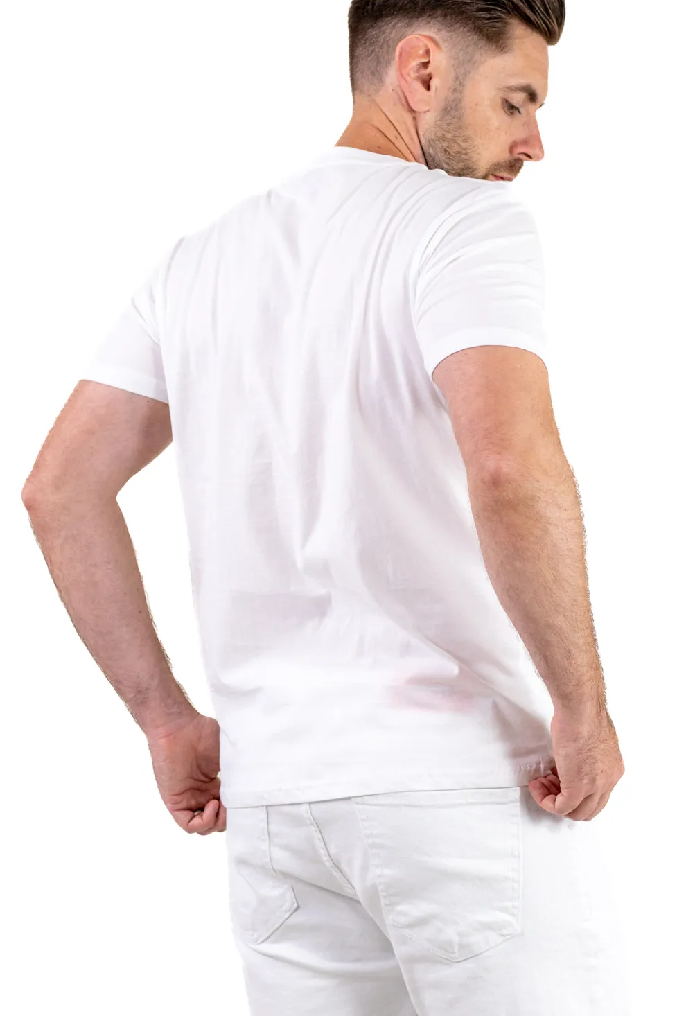 Tricou Bărbați Alb cu Imprimeu – Bumbac Elastic [4]