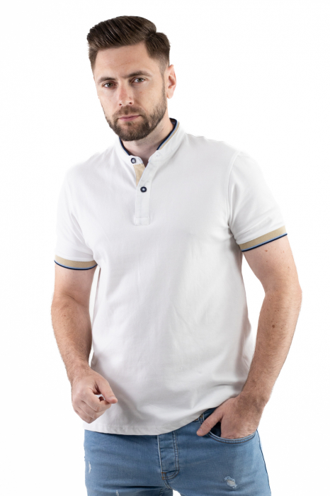 Tricou barbati cu guler tunica si 2 nasturi [2]