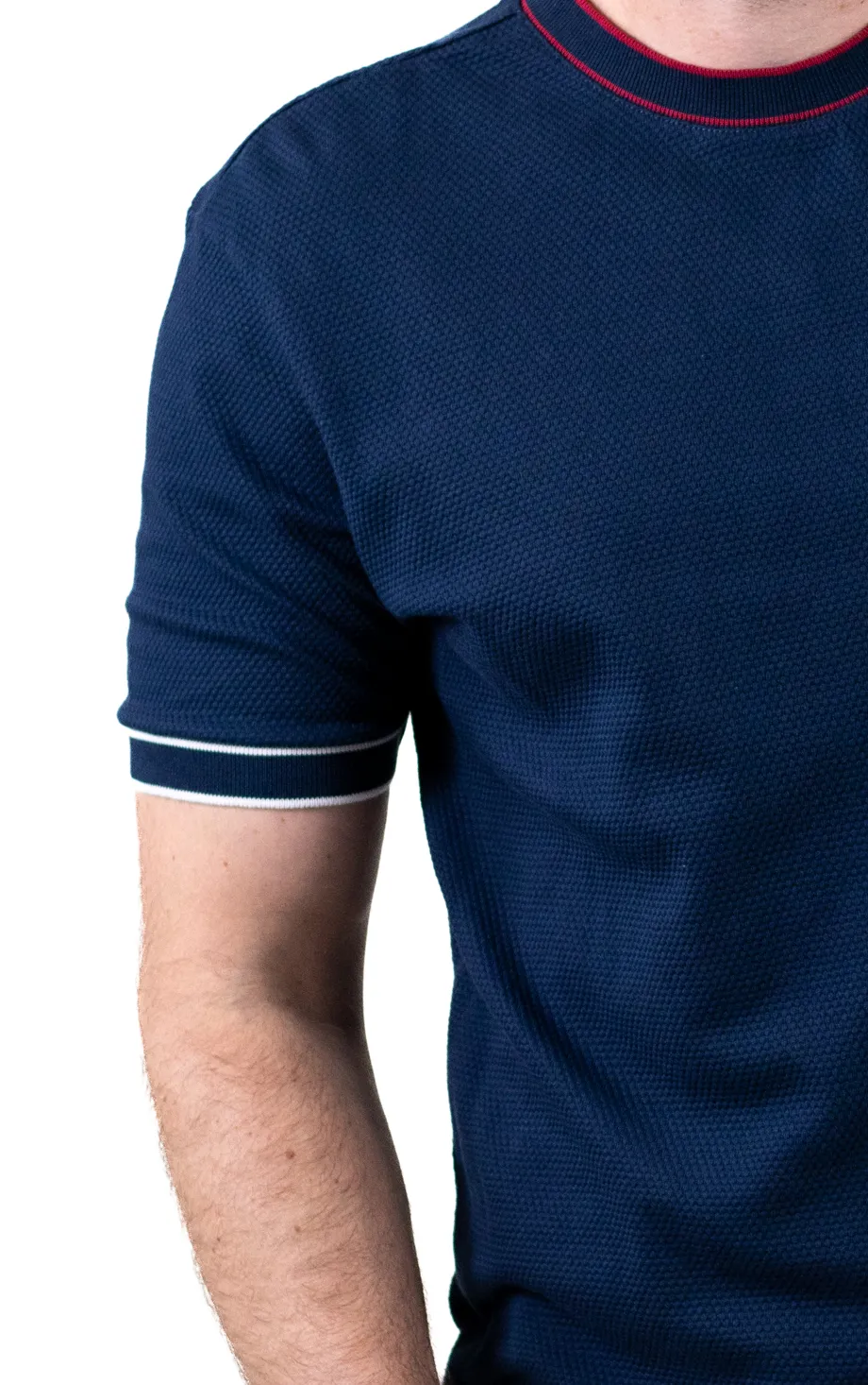Tricou bărbați bleumarin din bumbac texturat, respirabil și durabil [2]