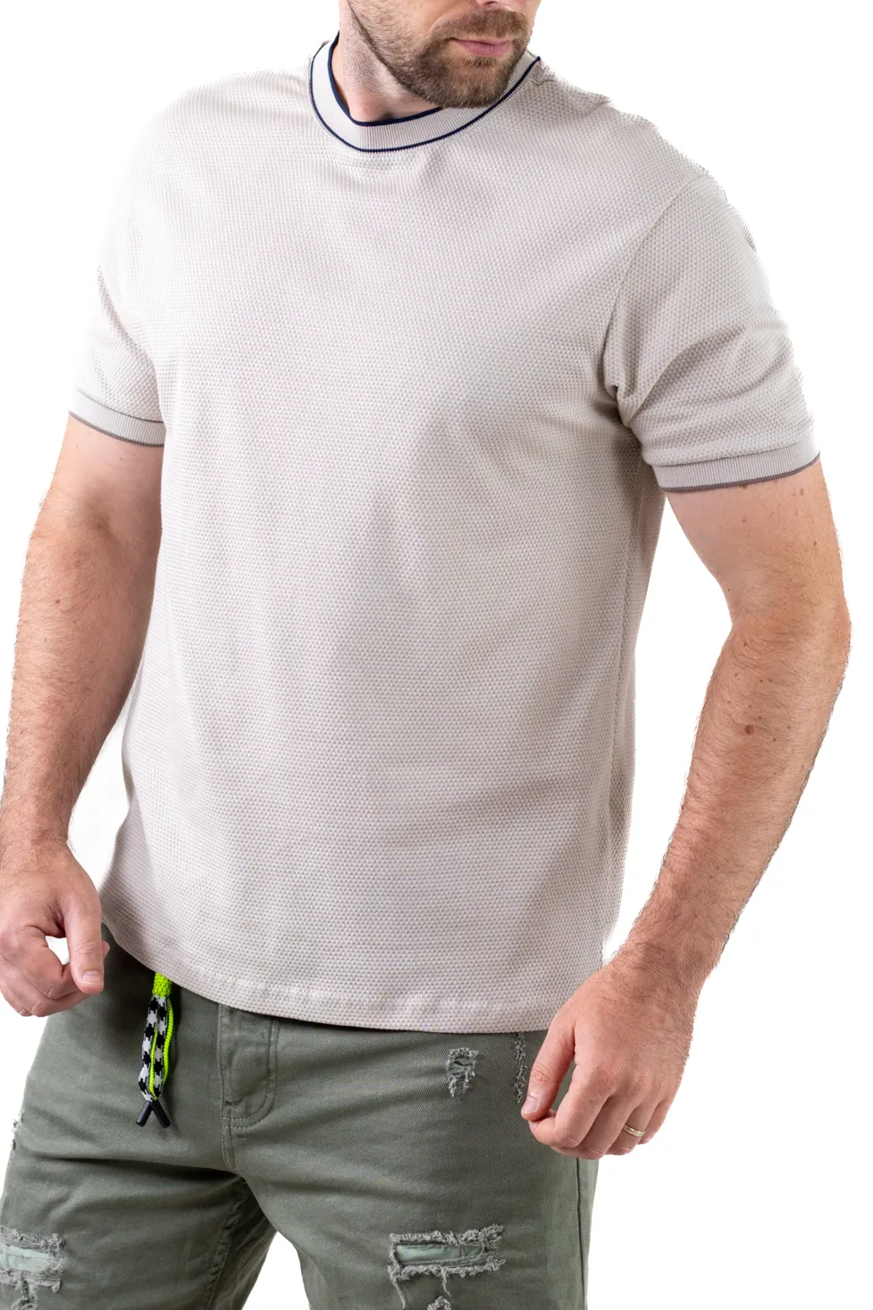 Tricou bărbați gri din bumbac texturat, respirabil și durabil [2]