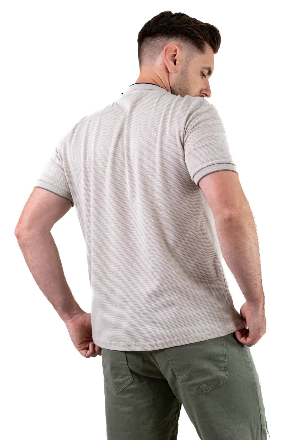 Tricou bărbați gri din bumbac texturat, respirabil și durabil [3]