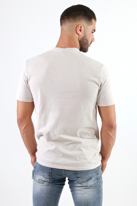 Tricou barbati din bumbac texturat cu aspect de in bej [5]
