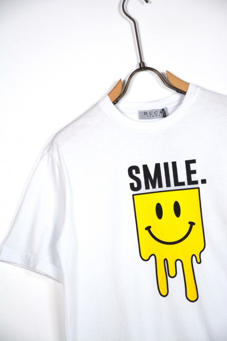 Tricou barbati oversize smile alb [2]