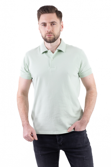 Tricou barbati polo verde aqua regular fit [6]