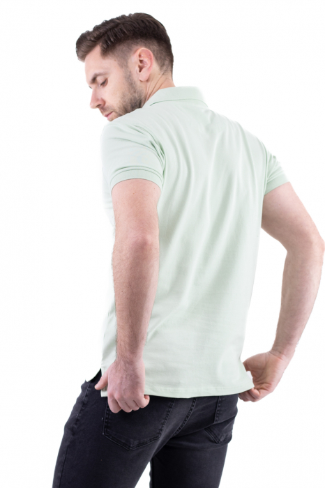 Tricou barbati polo verde aqua regular fit [5]