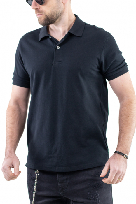 Tricou barbati polo negru regular fit [5]