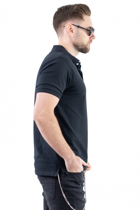 Tricou barbati polo negru regular fit [4]