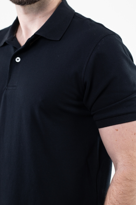 Tricou barbati polo negru regular fit [9]
