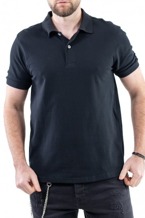 Tricou barbati polo negru regular fit [7]