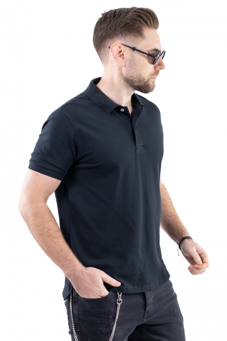 Tricou barbati polo negru regular fit [3]