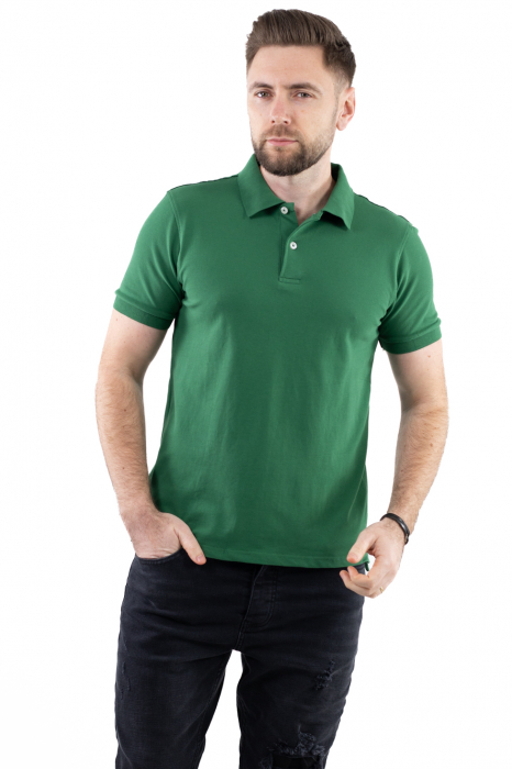 Tricou barbati polo verde regular fit [4]