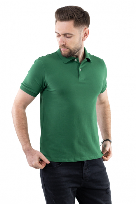 Tricou barbati polo verde regular fit [2]