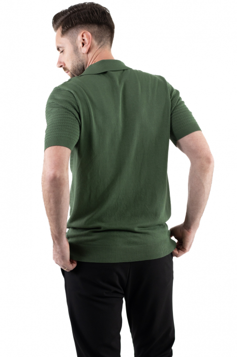 Tricou polo barbati din tricot verde [2]